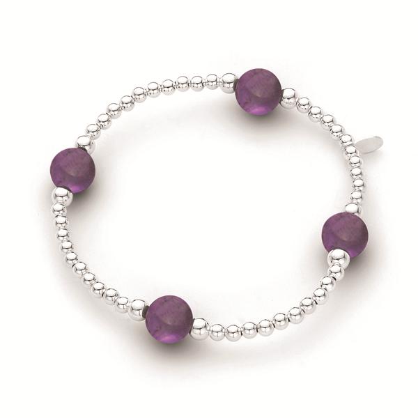 Sterling Silver Ball Bracelet with Amethyst