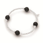 Load image into Gallery viewer, Sterling Silver Elastic Ball Bracelet with Onyx
