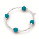 Load image into Gallery viewer, Sterling Silver Elastic Ball Bracelet with Turquoise
