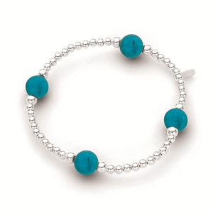 Sterling Silver Elastic Ball Bracelet with Turquoise