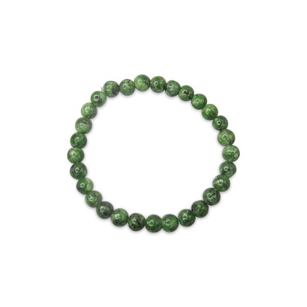 Green Dalmation Jasper Gemstone Elastic Ball Bracelet