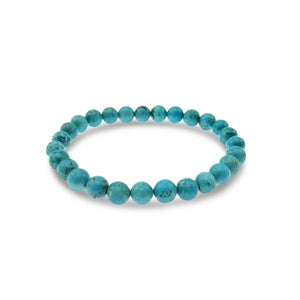 Turquoise Coloured Howlite Gemstone Elastic Ball Bracelet