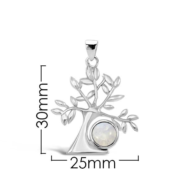 925 Sterling Silver Moonstone Tree of Life Pendant