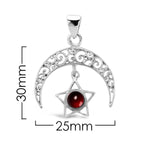 Load image into Gallery viewer, 925 Sterling Silver Garnet Moon Pendant
