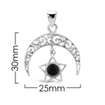 Load image into Gallery viewer, 925 Sterling Silver Onyx Moon Pendant
